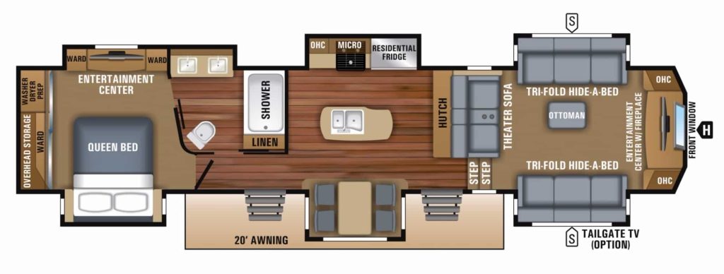 front living floor plan fifth wheel rv