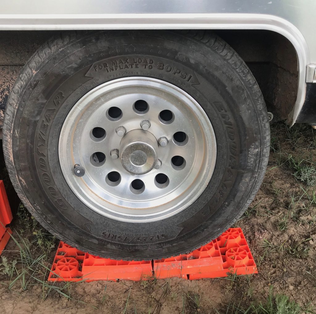 RV sitting on levelers